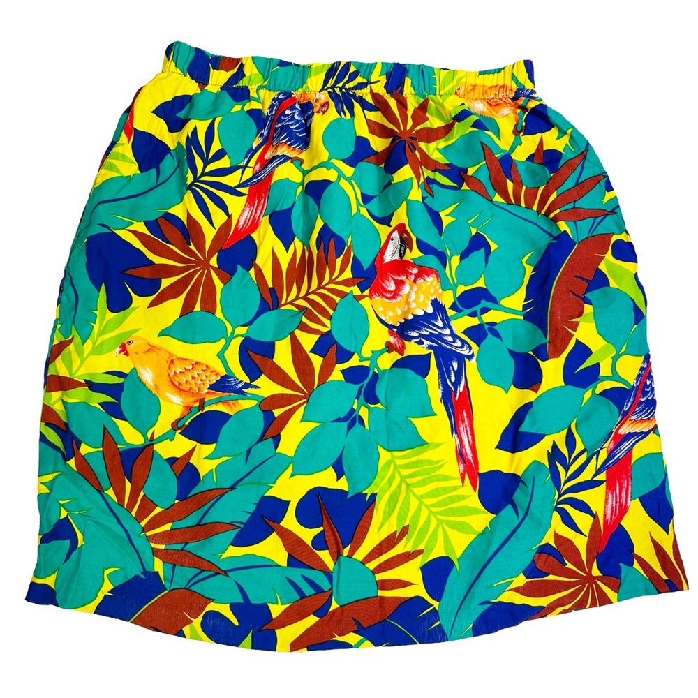 Vtg 70s 80s Skirt Womens size 12 Jack Winter Tropical Bird Parrot Print